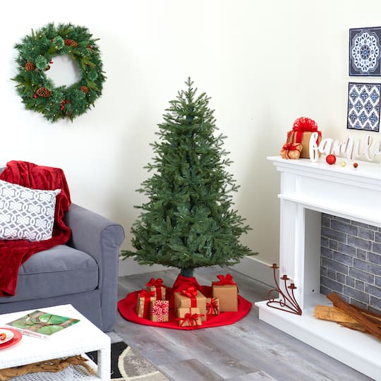 5ft. Pre-Lit New Hampshire Spruce Artificial Christmas Tree, Warm White LED Lights